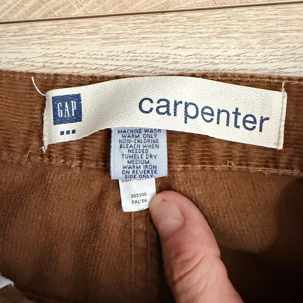 Vintage Y2K Gap Corduroy Carpenter Pants Mens 36x30 Brown Utility Loose Fit